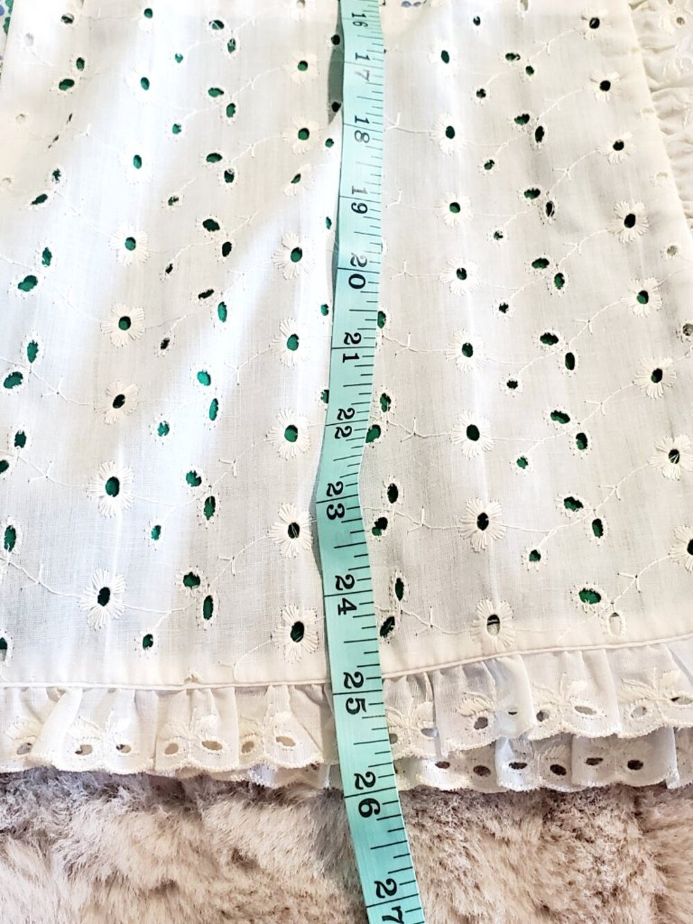 Vintage Reversible Cottagecore Wrap Skirt Green Floral Eyelet Prairie Midi Skirt - Picture 9 of 16